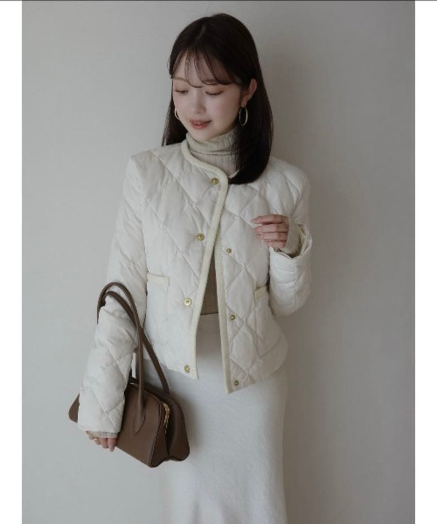 新品タグ付TAION×anuans ノーカラーキルティングショートダウン