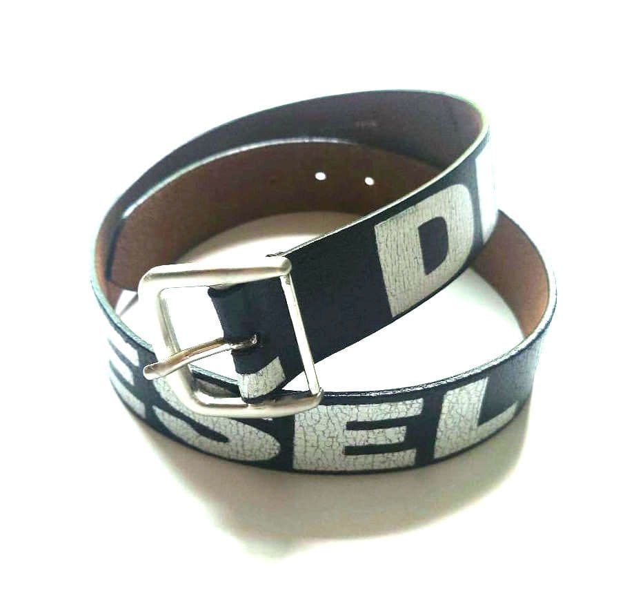 ​【美品】DIESEL ディーゼル ロゴ ベルト ブラック/ホワイト CM80