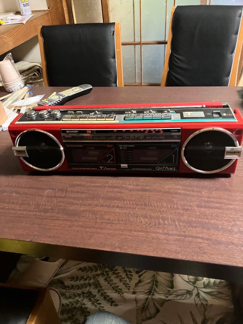 【昭和レトロ】SHARP シャープ ラジカセ QT77MKⅡ レッド　インテリア
