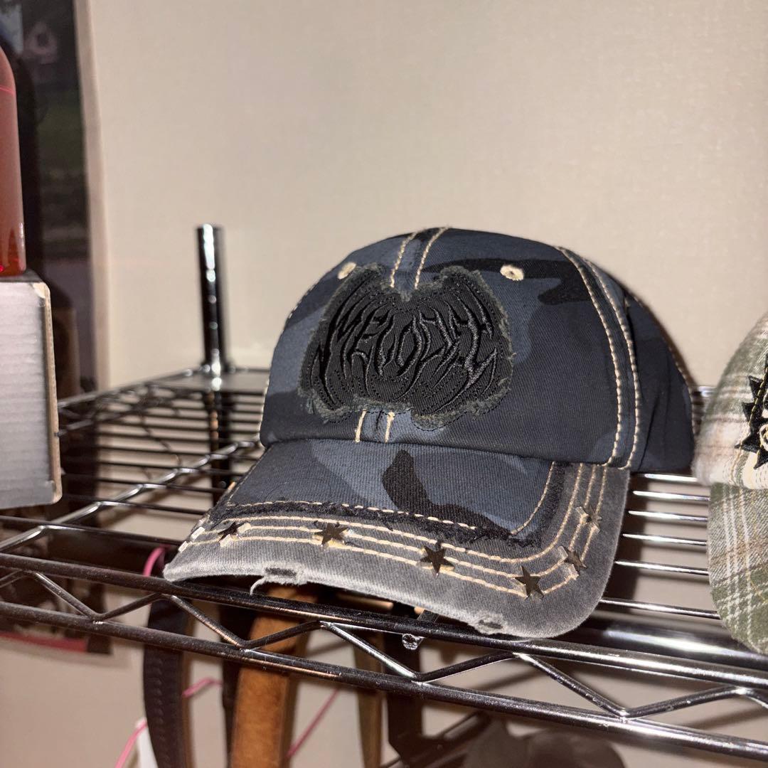 ec melodi キャップ　黒　カモ