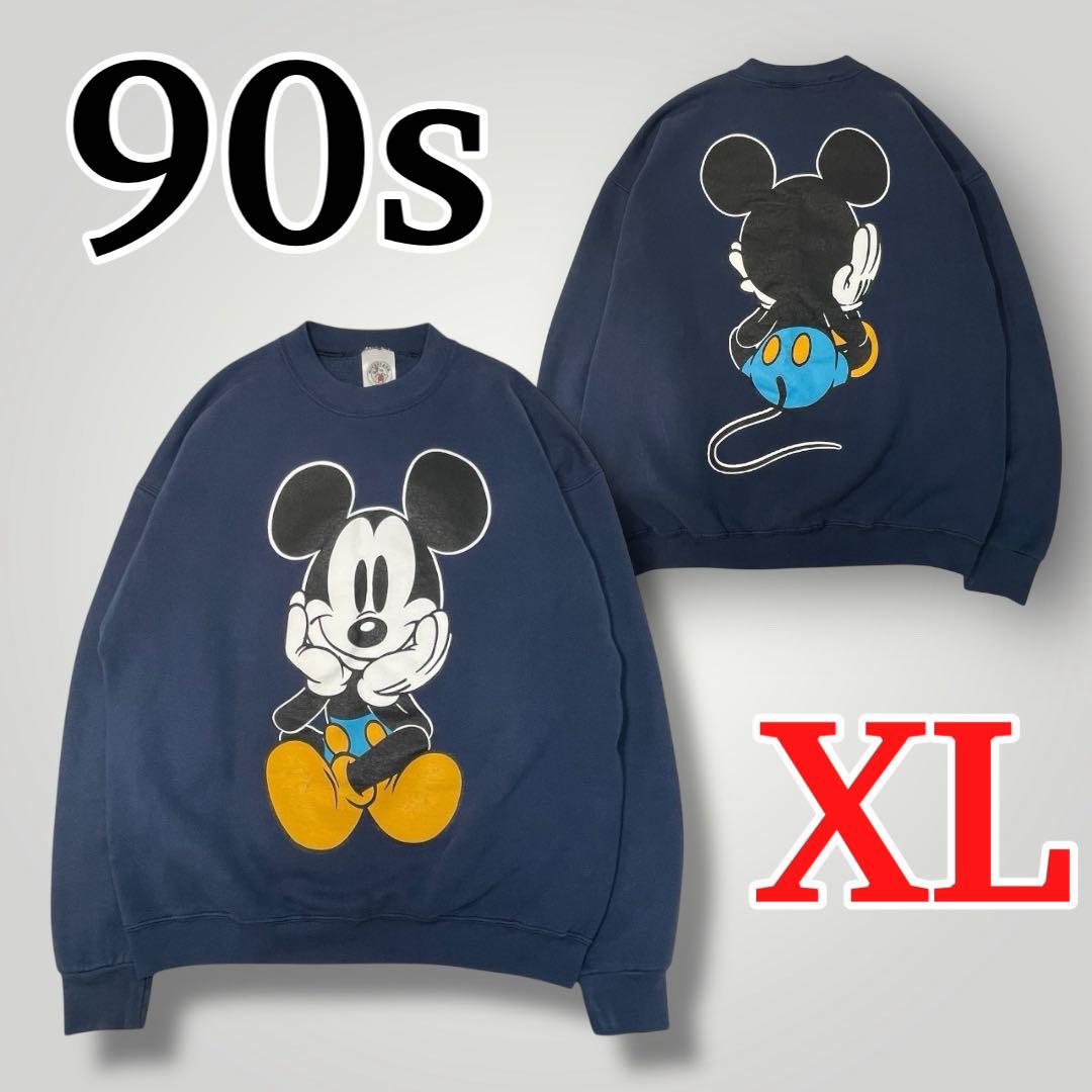 90s Disney MICKEY & CO. 青パンミッキー スウェット XL