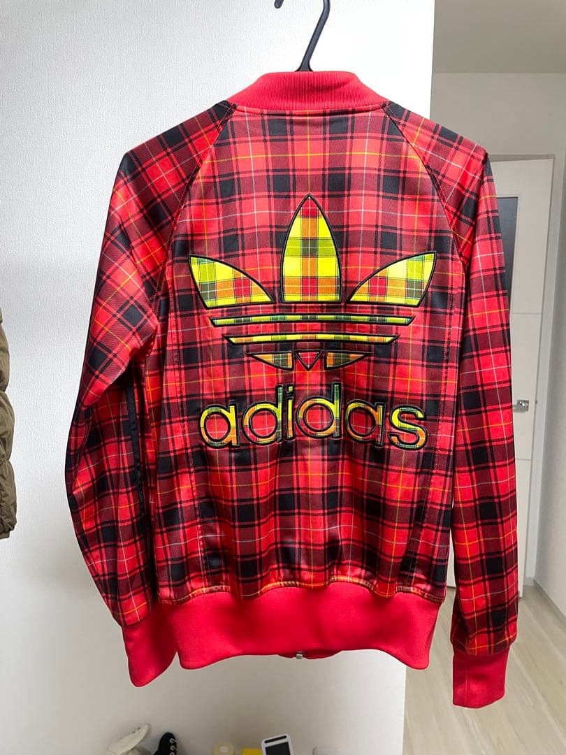 adidas Jeremy Scott レッドチェックジャージ S