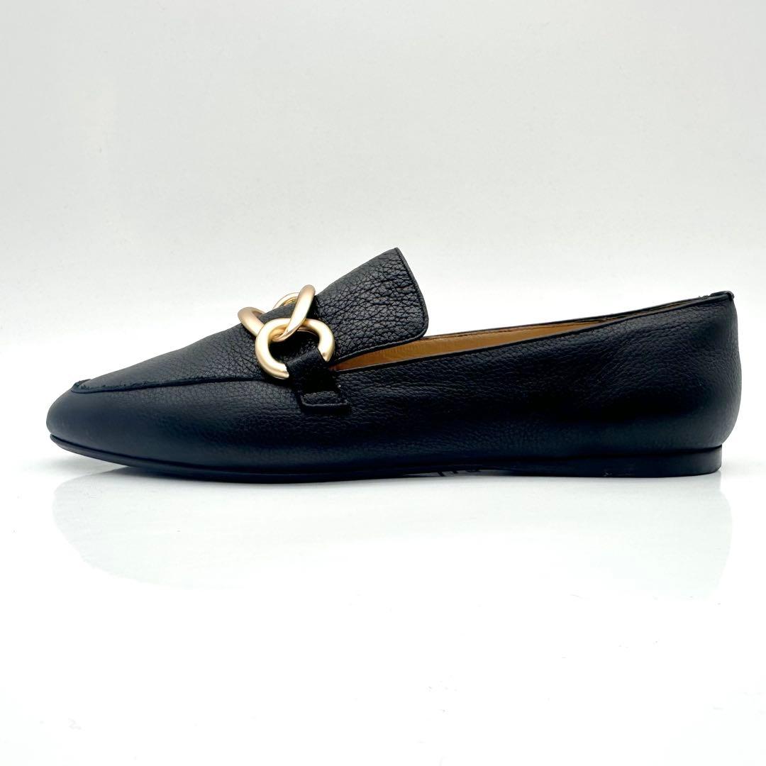 【美品】ファビオルスコーニ ビット ローファー ブラック ゴールド シボ革