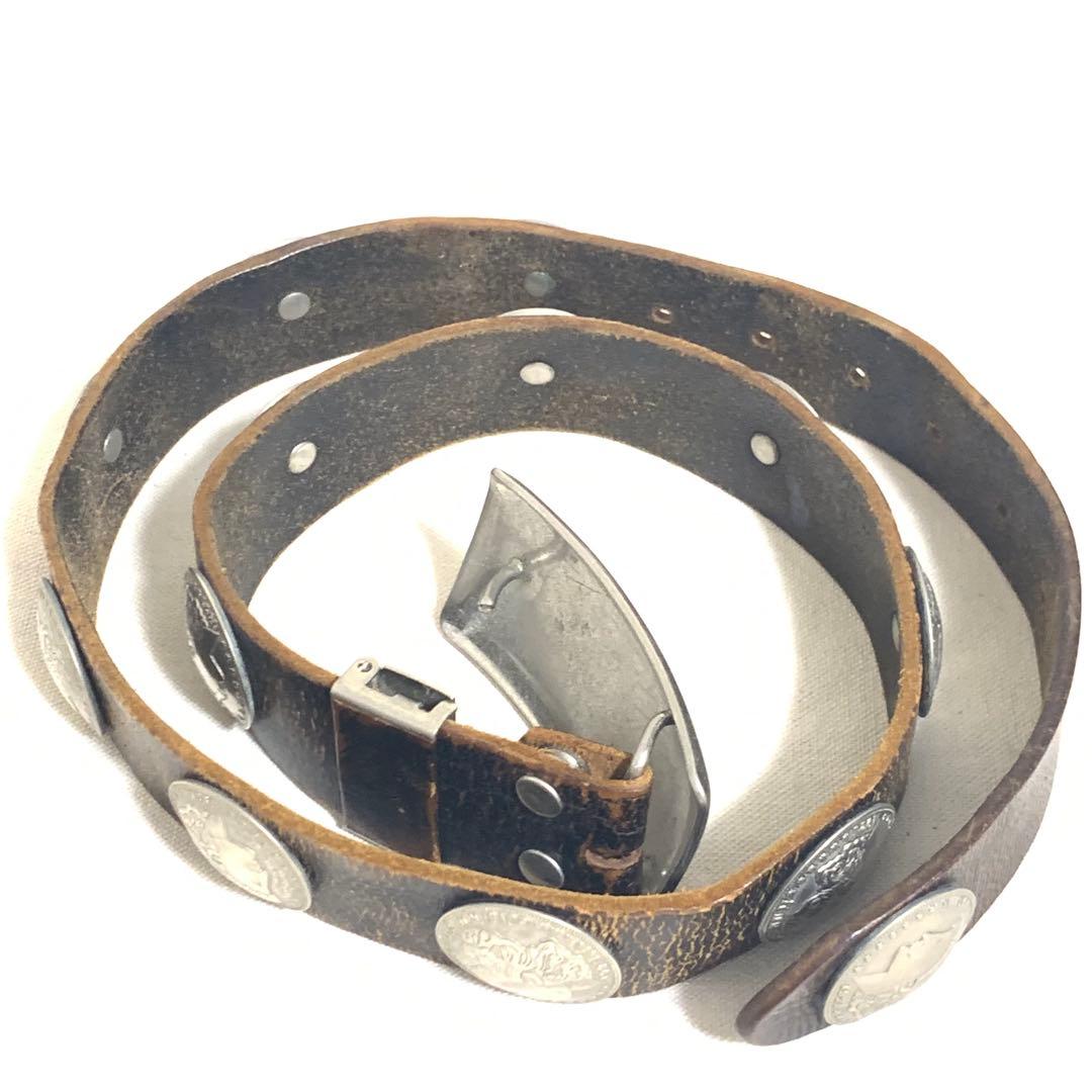 00s 13連 モルガン コンチョ レザーベルト ヴィンテージ Y2K