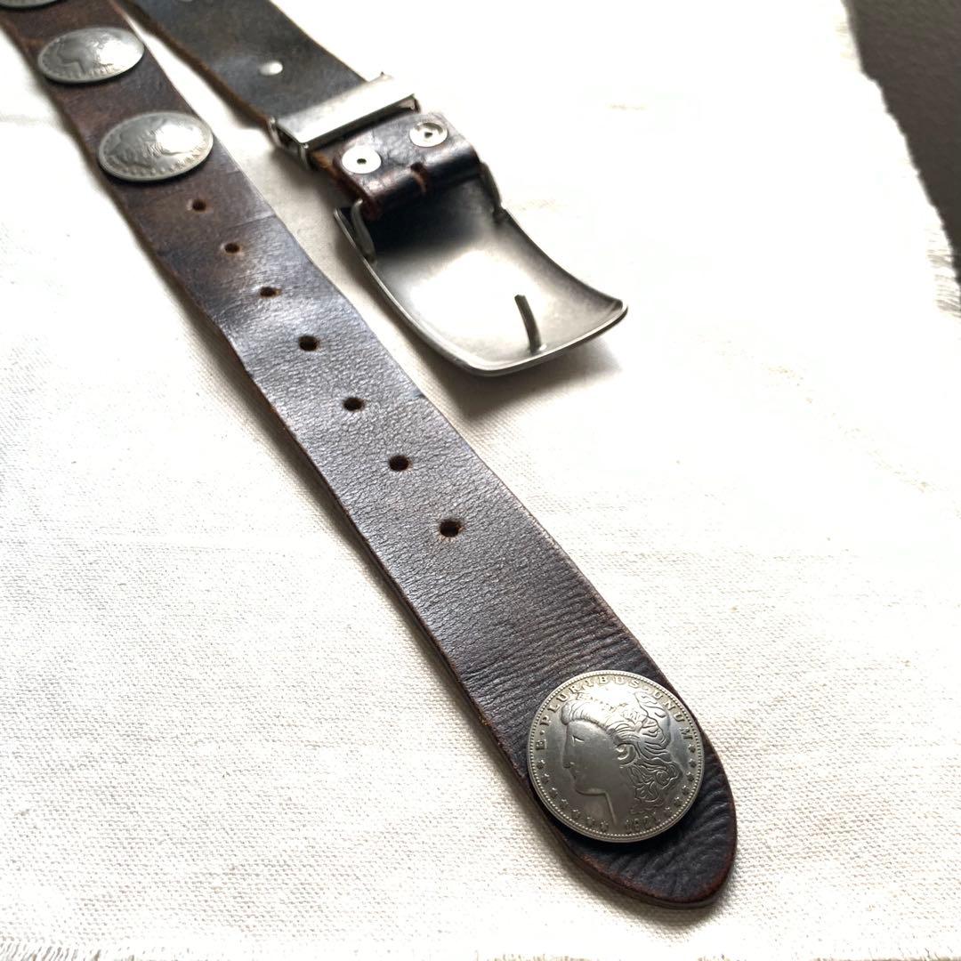 00s 13連 モルガン コンチョ レザーベルト ヴィンテージ Y2K