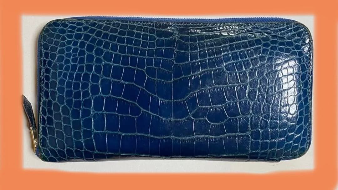 エルメス クロコ アザップ アリゲーター ウォレット ブルー