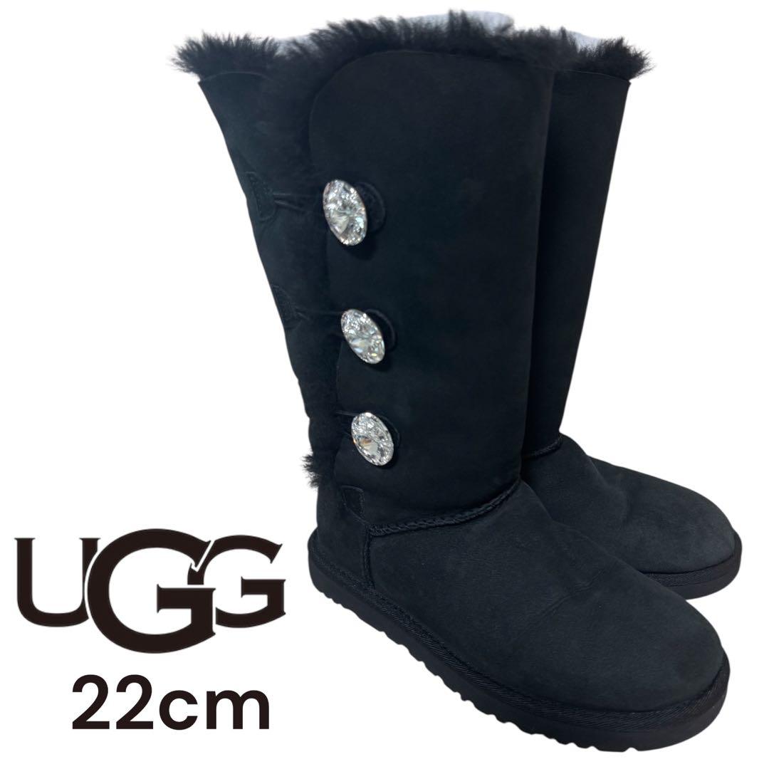 UGG スワロフスキー　22㎝　ブラック　ロングブーツ　ムートンブーツ