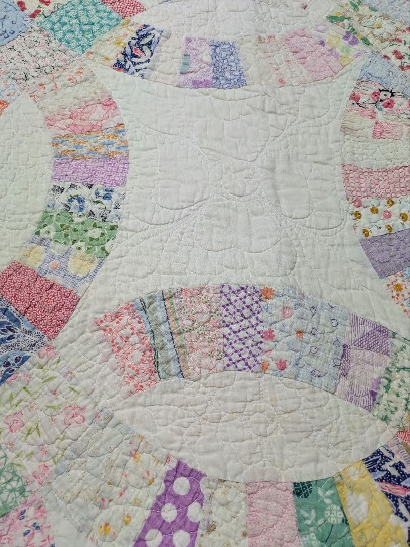 アンティークキルト　カット　ダブルウエディング　フィードサック