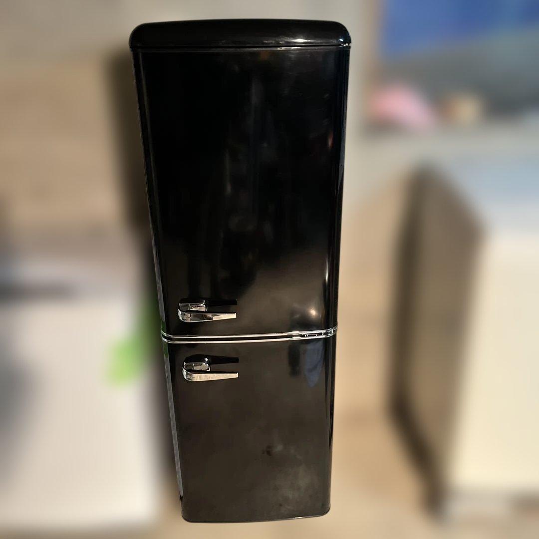 【美品】札幌発　アイリスオーヤマ　レトロ　冷凍冷蔵庫PRR-142D ブラック