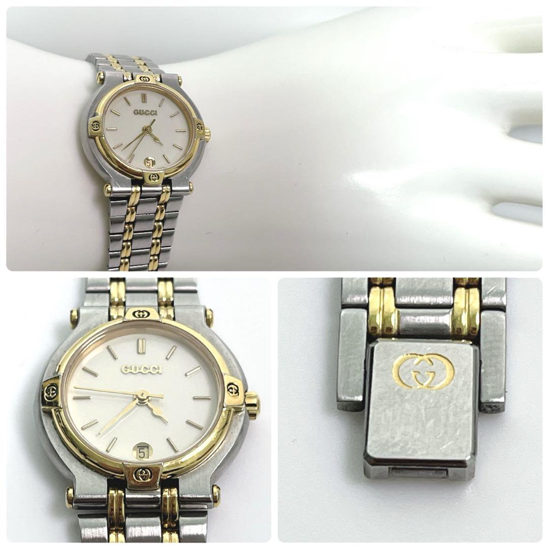 超美品 GUCCI グッチ 9000L 腕時計 シルバー ゴールド 新品電池