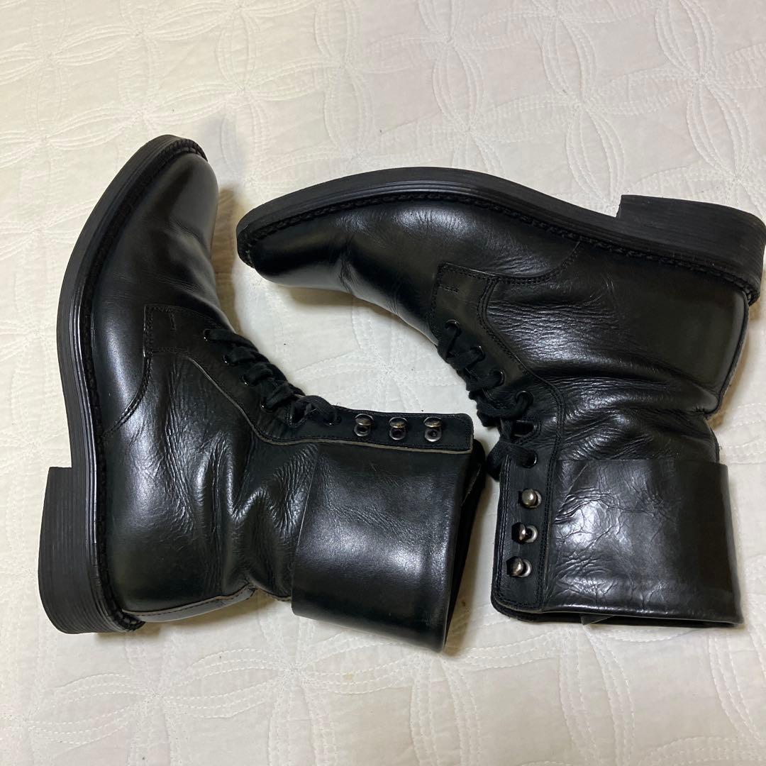 ヨージヤマモト ブラックレザー レースアップブーツ　サイズ２