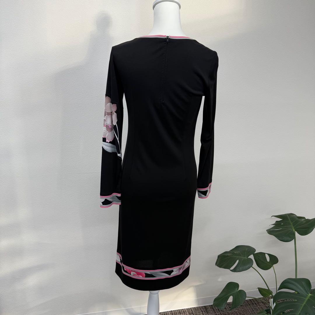 【美品】LEONARD レオナール 七分丈ワンピース 花柄 レディース