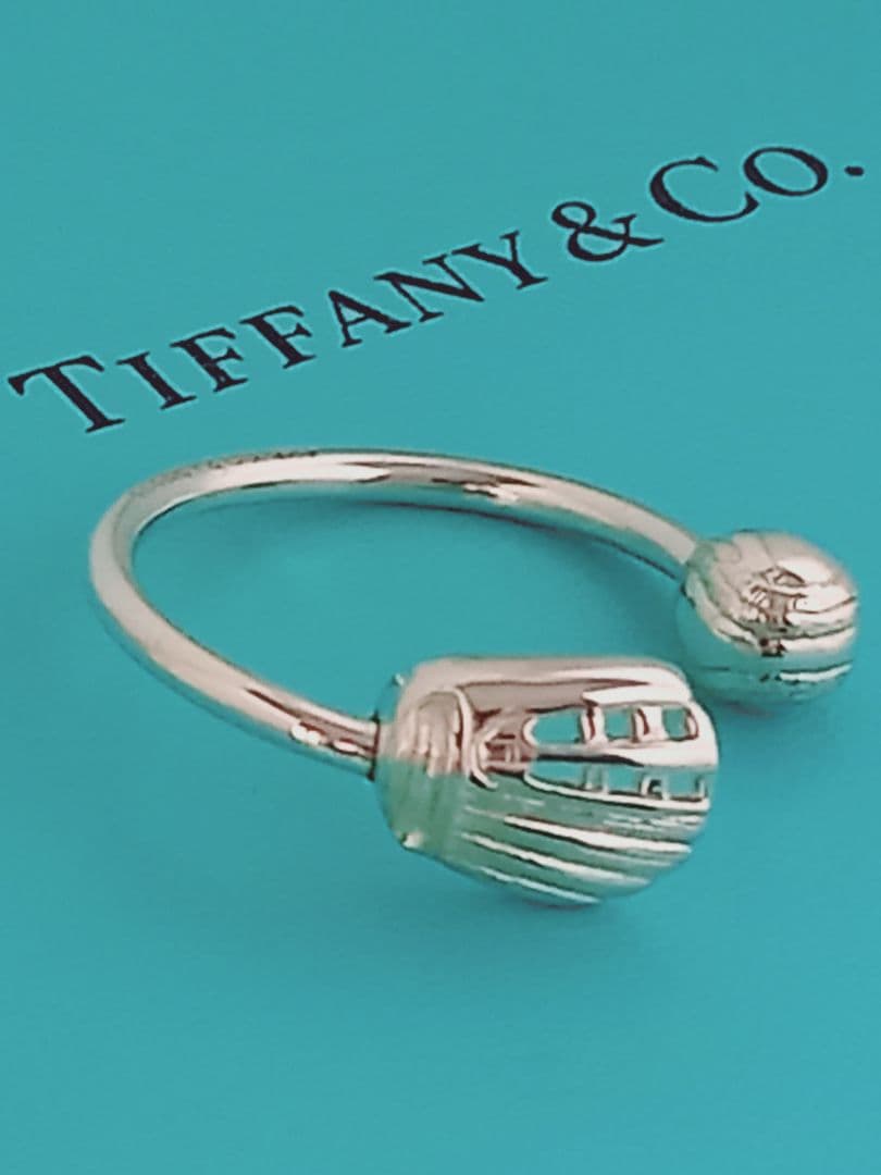 レア 美品 TIFFANY ティファニー グラブ ボール キーリング シルバー