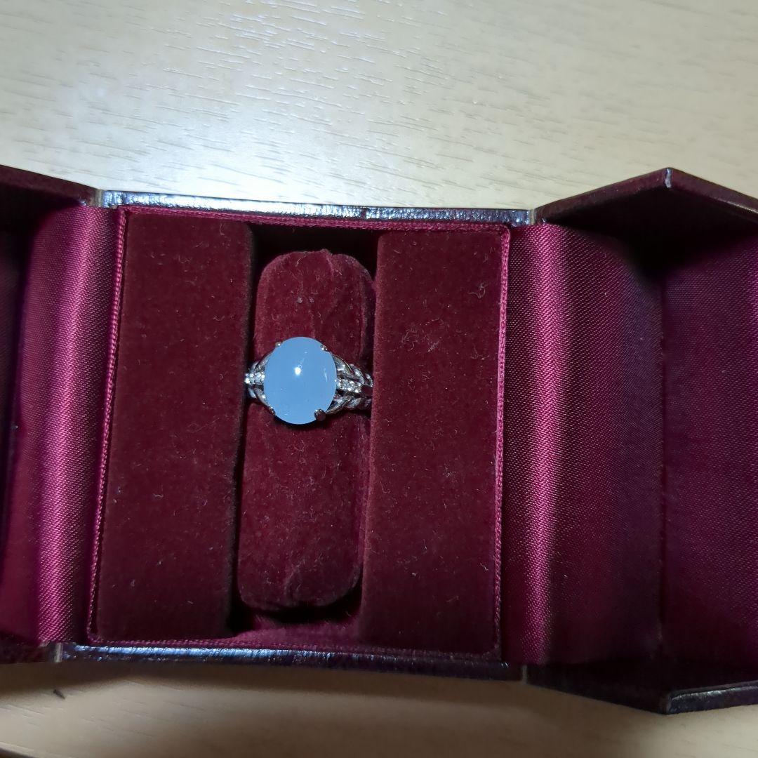 青色ストーンK18ホワイトゴールド