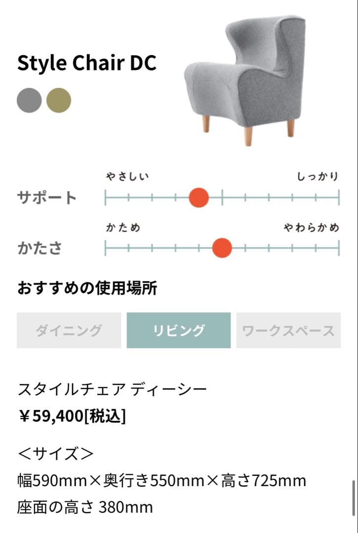 【引き取り限定】MTG スタイルチェア DC グレー style chair