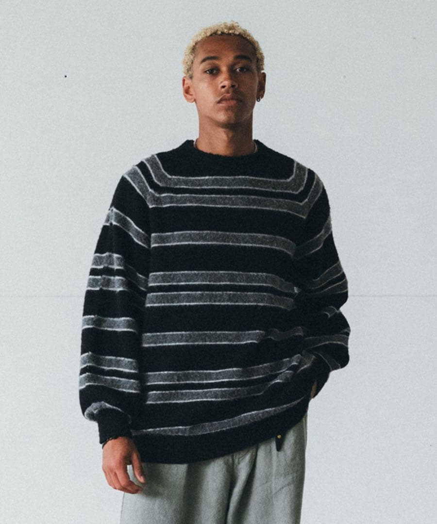 チーゼル起毛ニット ラグランプルオーバ