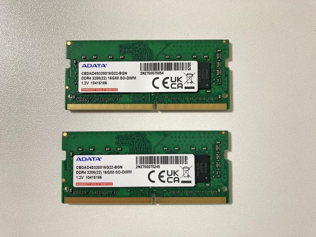 メモリ　ADATA　DDR4　3200　SO-DIMM　16GB　2枚　32GB
