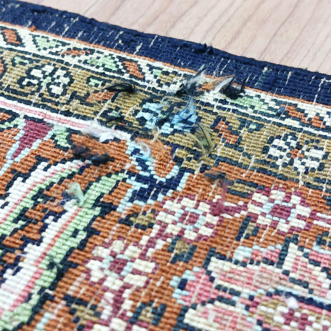 Y3291 高級ペルシャ絨毯 クム産 シルク100% 手織り 130×82㎝