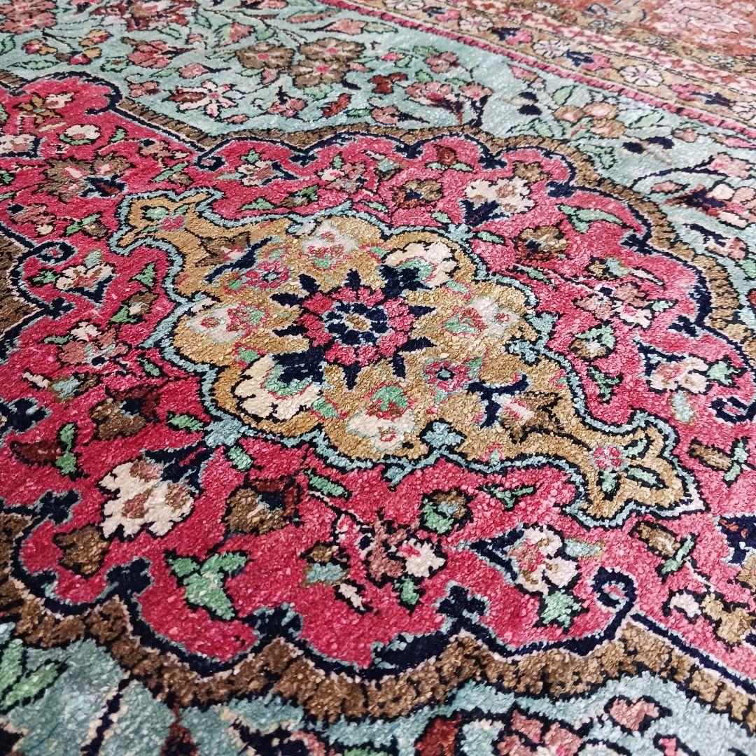 Y3291 高級ペルシャ絨毯 クム産 シルク100% 手織り 130×82㎝