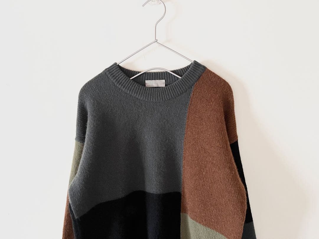 マーガレットハウエル メリノカシミヤ カラーブロックニット8.8万 カタログ掲載