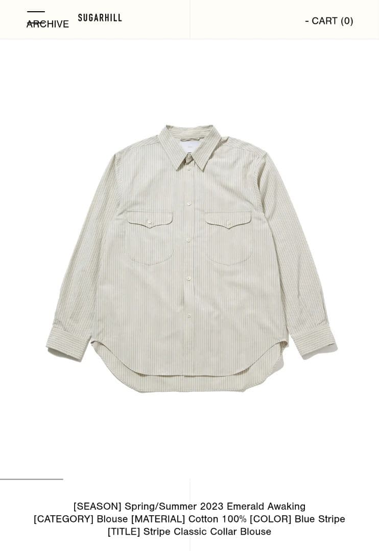 トップス SUGARHILL CLASSIC COLLAR BLOUSE SHIRT