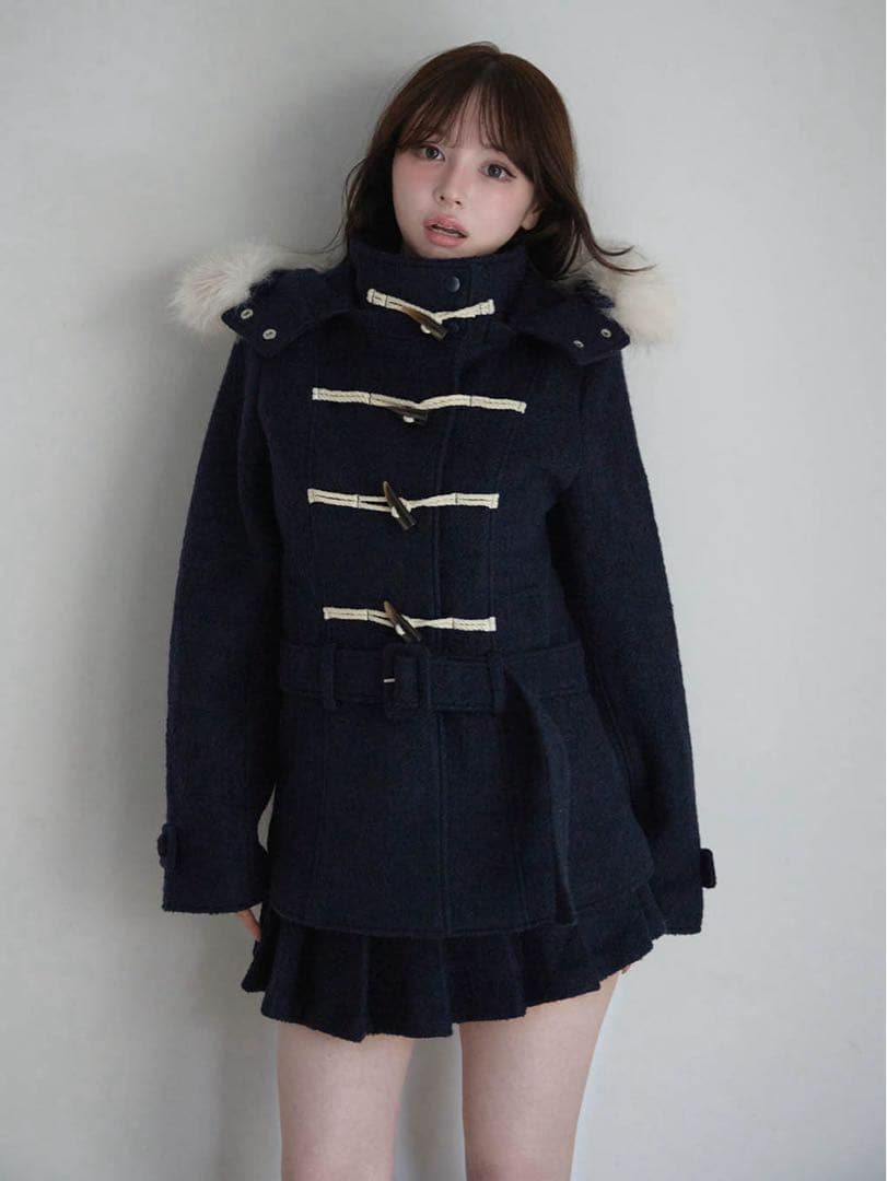 ネイビー ANDMARY Nicole fur belt jacket