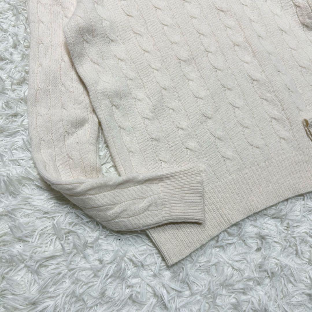 美品 近年モンベル ポロラルフローレン ケーブルニット ウールカシミヤ 白