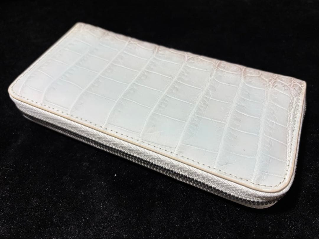 ✨新品未使用品クロコダイル 革メンズ 長財布 ラウンドファスナーホワイト
