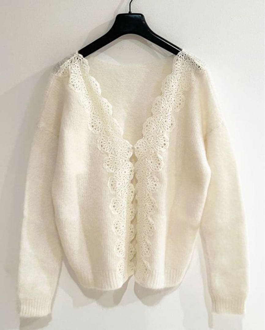 美品 ⭐︎ SEZANE ⭐︎ モヘアレースカーディガン ホワイト