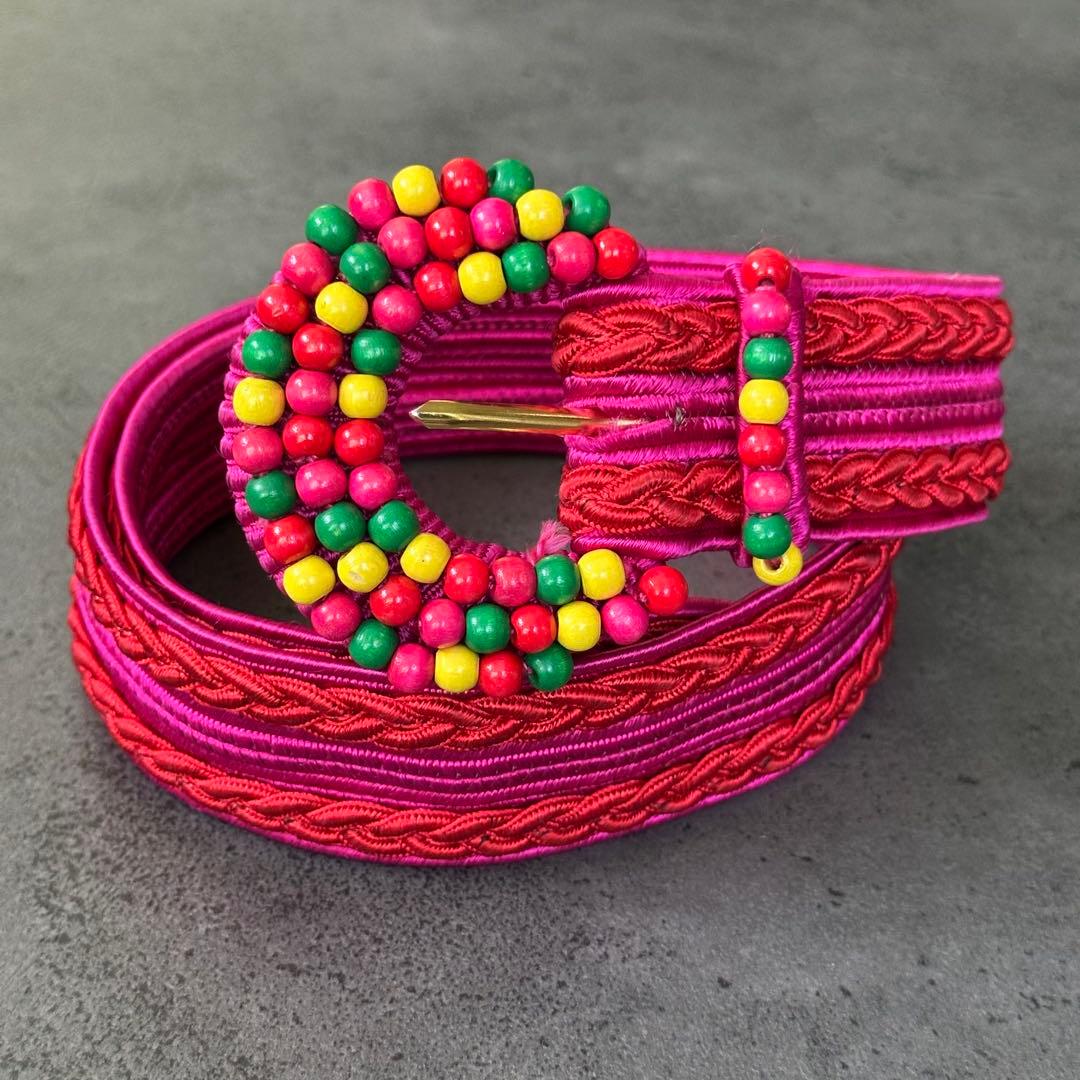 超希少✨イヴ・サンローラン　リヴ・ゴーシュ　ヴィンテージ　織ベルト　ピンク