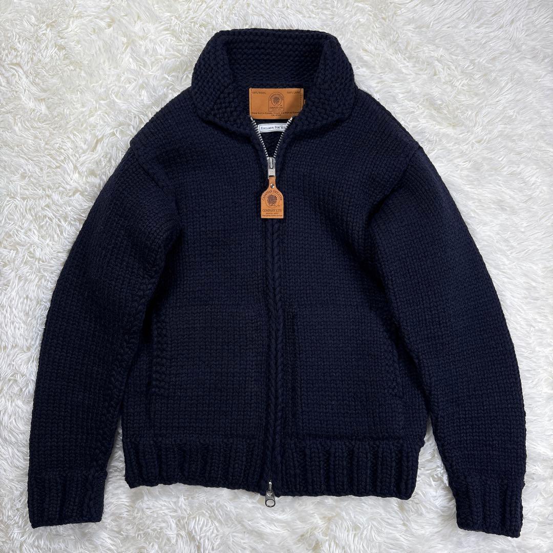 ✨カナダ製・別注✨カナディアンセーター×ロンハーマン　カウチンニット　ジップ　紺