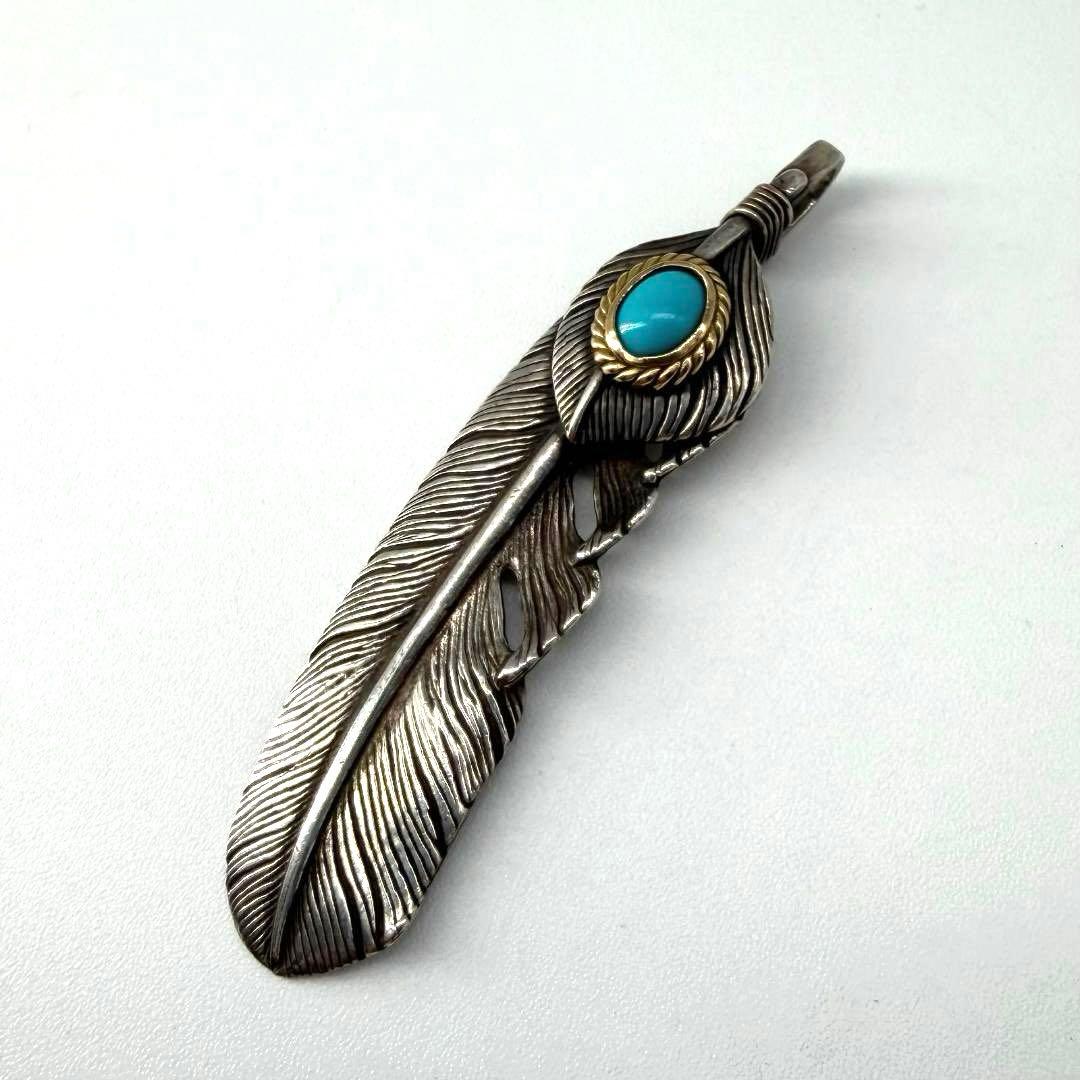 15932✨TADY&KING ハートSVフェザー金縄ターコイズ Lサイズ