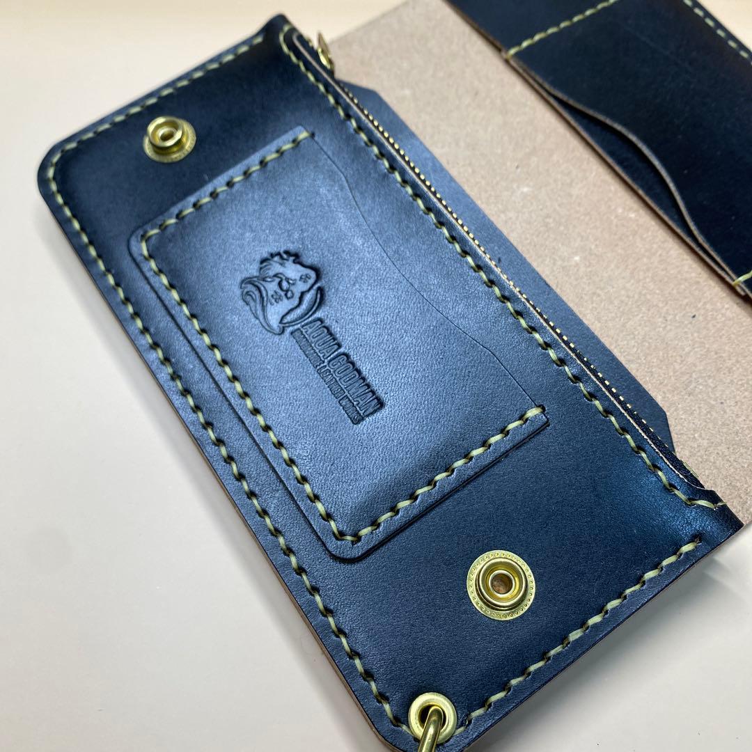 上質 無骨 艶 茶芯 丘染め 三層 マチ ロング トラッカーウォレット