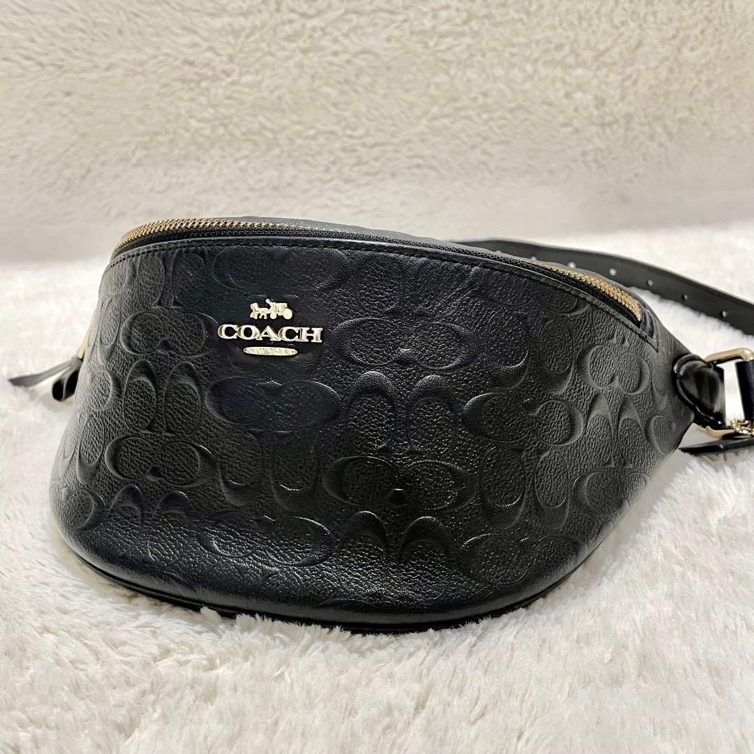 美品 COACH コーチ F48741 エンボスシグネイチャー ボディバッグ
