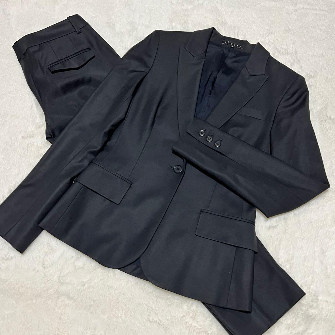 極美品 セオリー パンツスーツ セットアップ シングル ブラック サイズ2