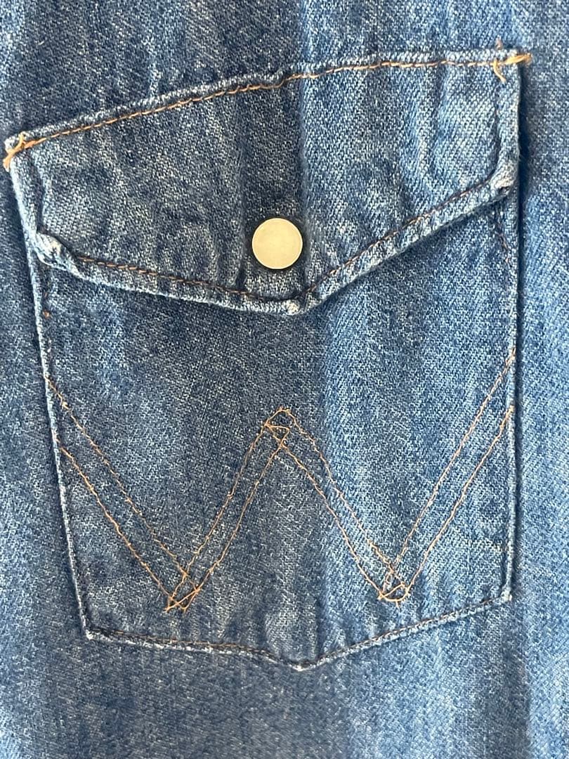 Wranglerデニムシャツ18-35 エクストラロングテールUSA製XL値下無