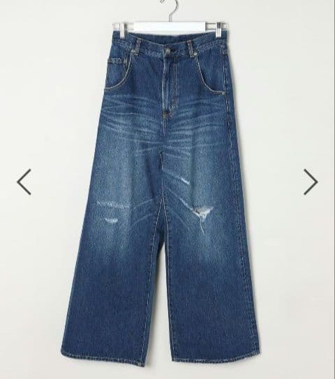 完売品　ニコアンド　ダメージ加工ワイドレッグ　デニムパンツ