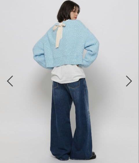 完売品　ニコアンド　ダメージ加工ワイドレッグ　デニムパンツ