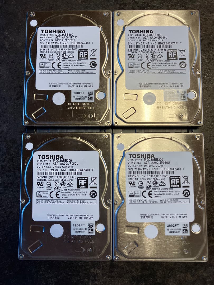 東芝製 3TB 2.5インチ HDD ４本SET