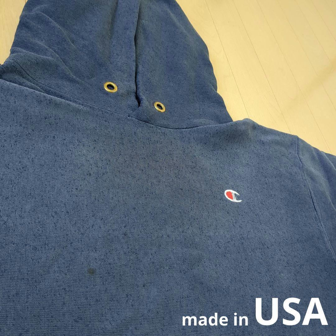 【80s トリコタグ】袖目無しリバースウィーブパーカー スウェット ネイビー L