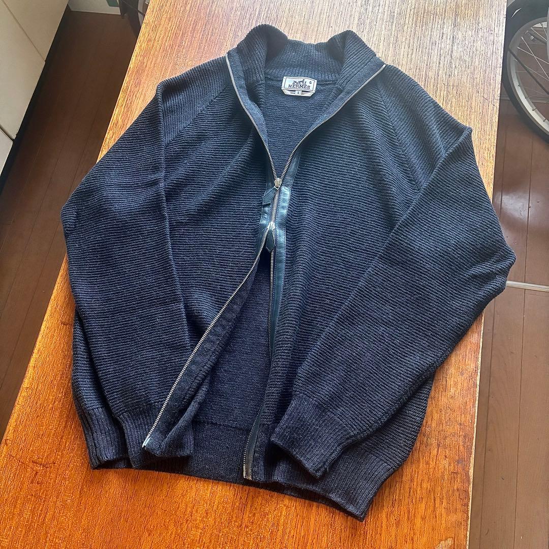 【極美品】 HERMES エルメス ニット セーター レザー アルパカ ジップ