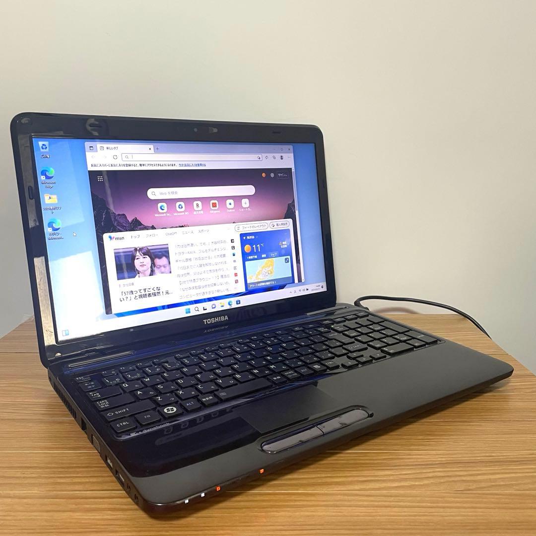 ピアノブラック東芝ノートパソコンSSDwin11 オフィスブルーレイ
