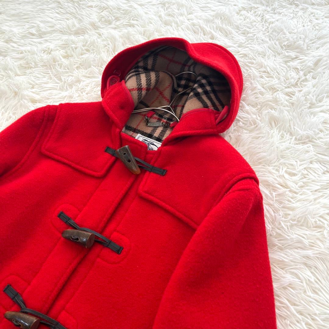 はなふう　バーバリー ダッフルコート ウール100 ノバチェック 赤