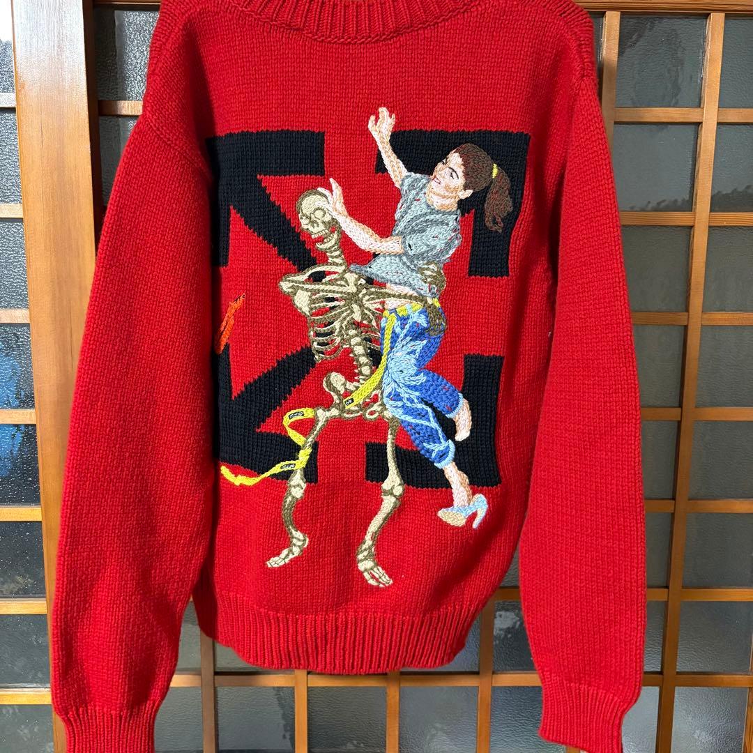 Off-White レッド ニットセーター L 値下げ交渉可能です