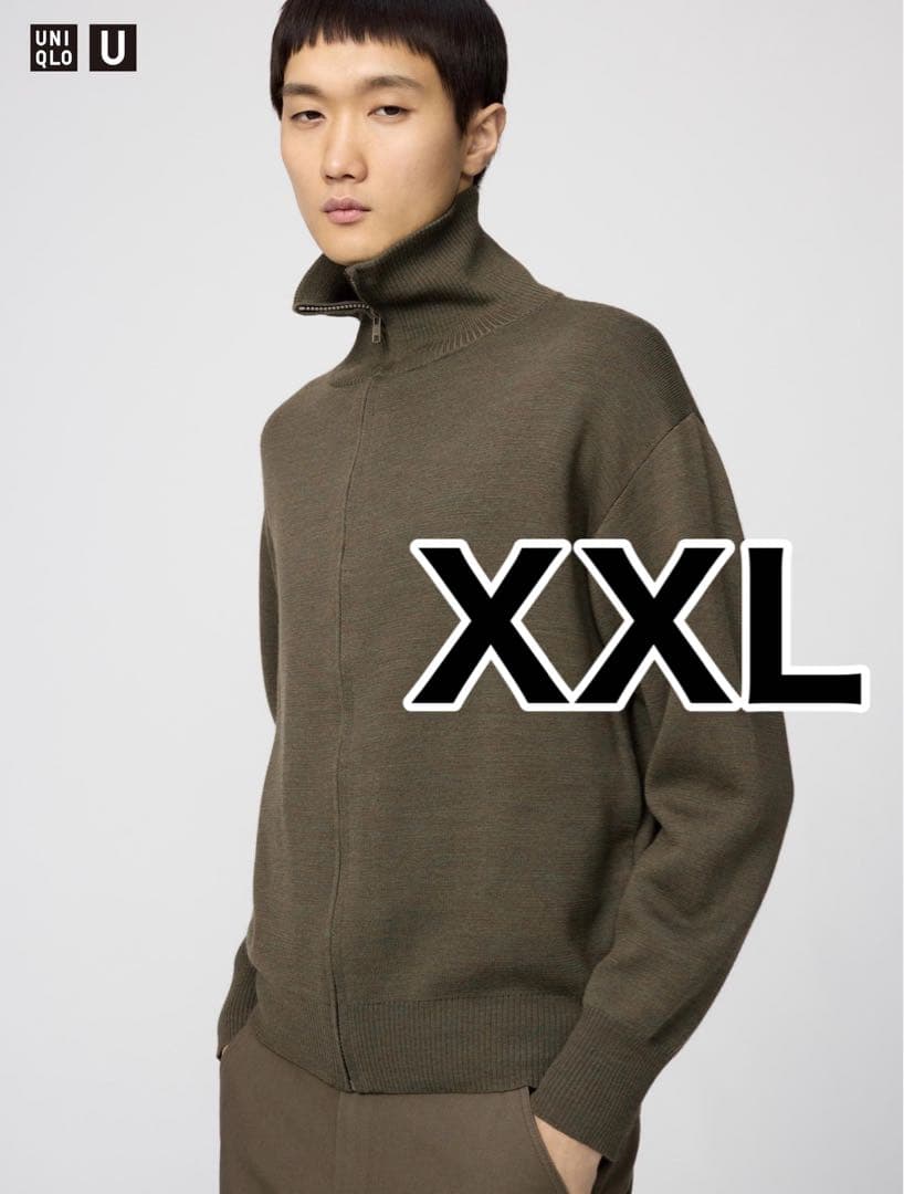 UNIQLO U ダブルフェイスフルジップジャケット XXL OLIVE