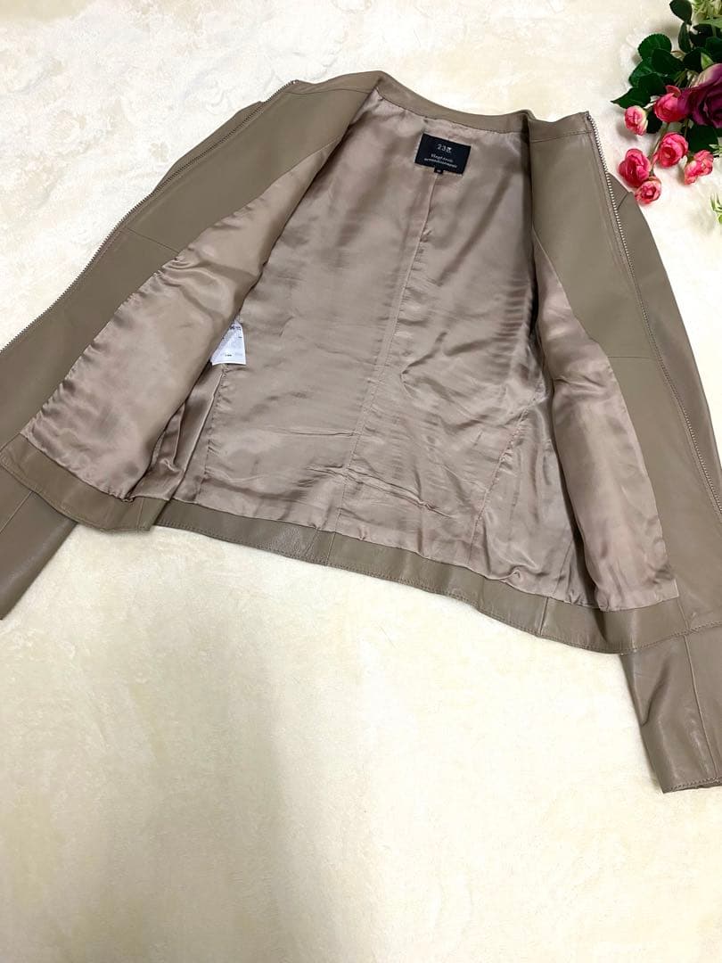 【ぴーちゃん さま専用】23区 シープレザー ノーカラージャケット25周年モデル