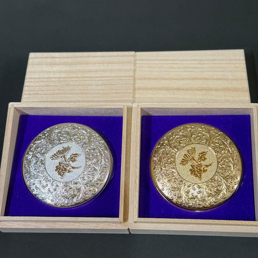 【新品未使用】皇居　菊葉小箱 ボンボニエール 金 銀 ゴールド シルバー 2点