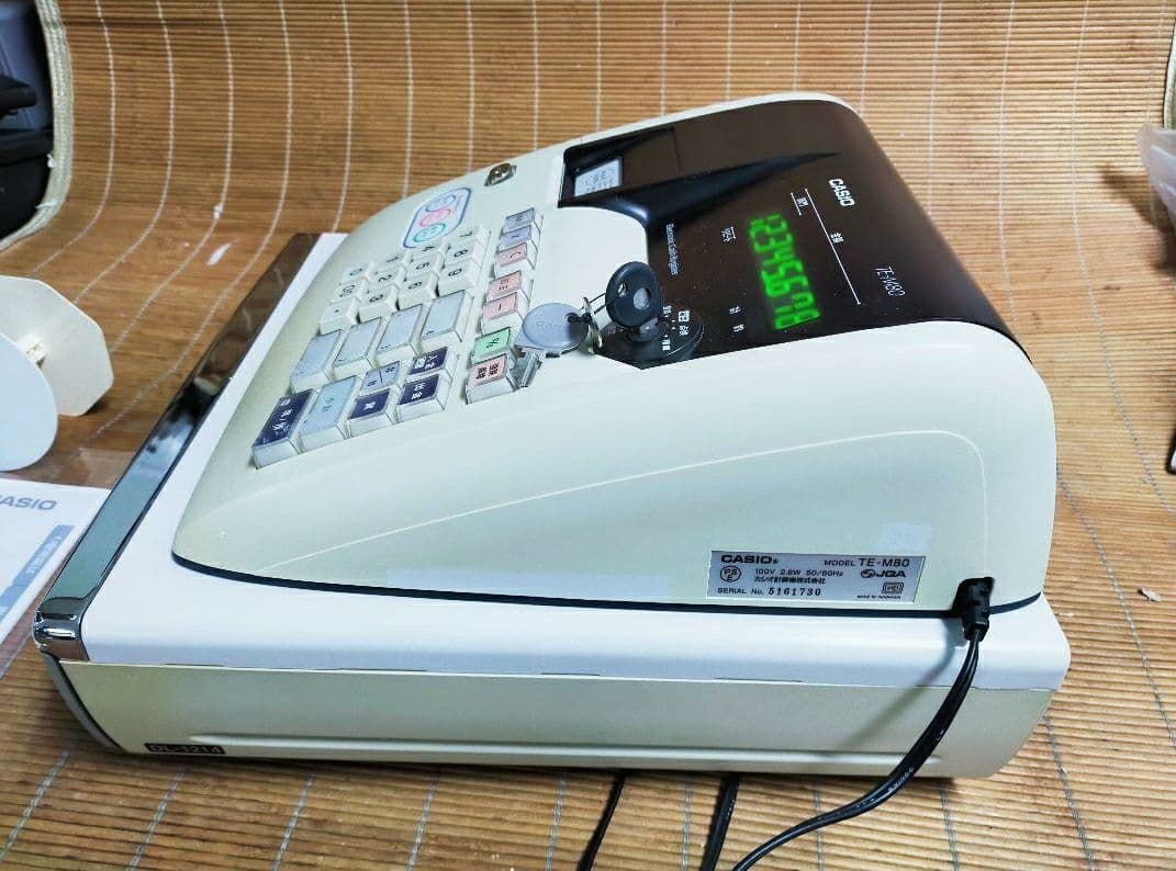カシオレジスター　TE-M80　中古品　人気機種感熱紙　送料無料　335666