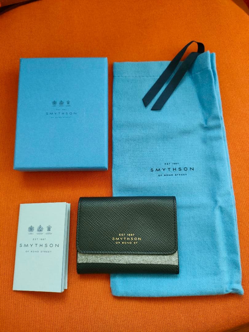 【新品】SMYTHSON 三つ折りカードケース ケース付き 黒 レザー