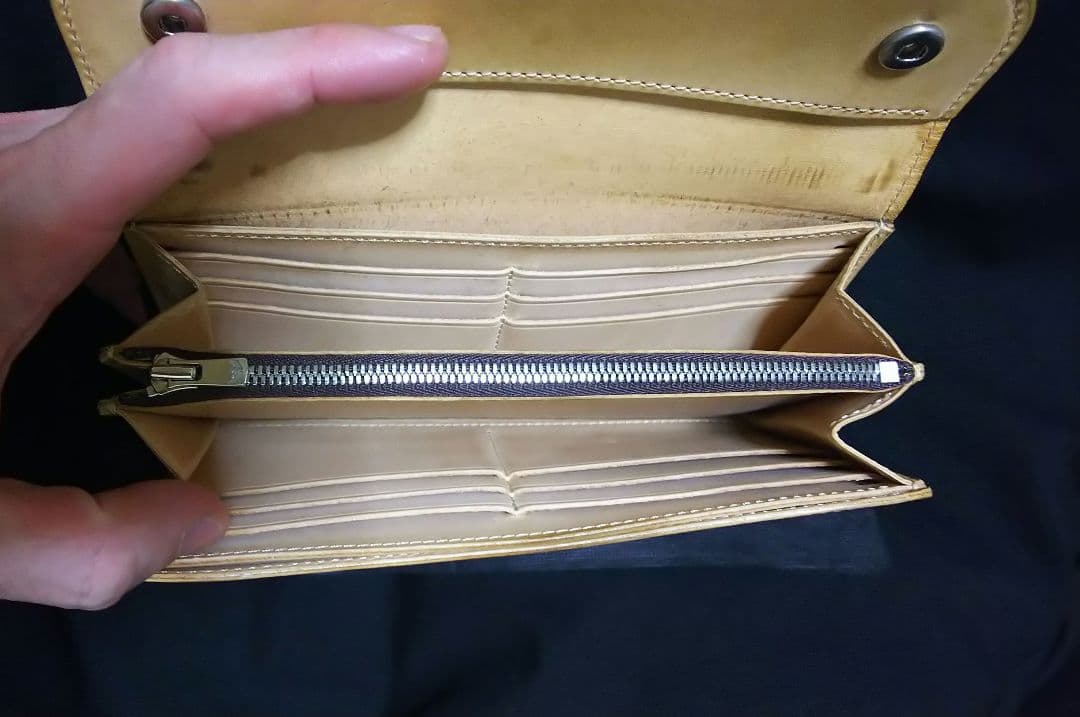 ワイルドスワンズ 長財布 wave サドルナチュラル 状態○